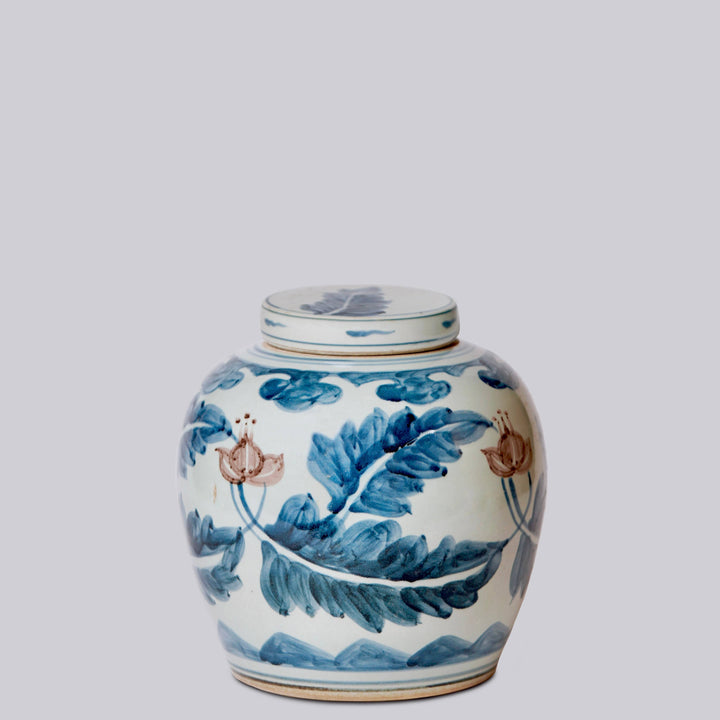 Cobalt Guild - Floral Red, Blue, and White Porcelain Jar