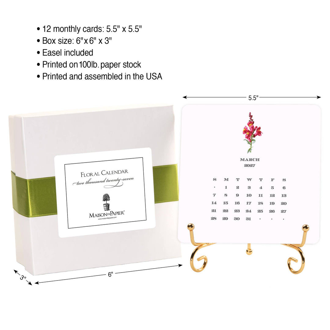 Maison de Papier - 2027 Floral Calendar with Easel: Complete Set