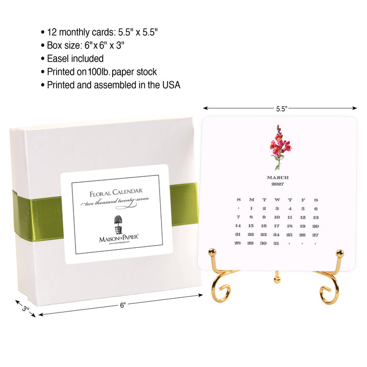 Maison de Papier - 2027 Floral Calendar with Easel: Complete Set