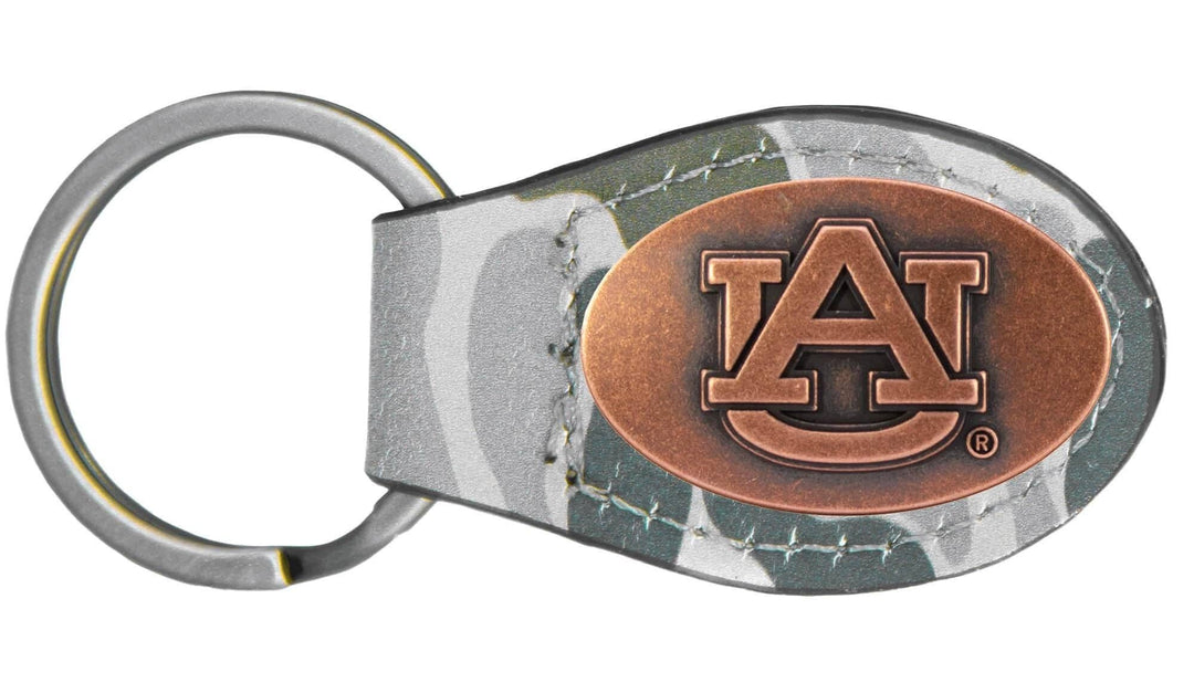 Zep-Pro - Auburn Tigers Oval Camo Leather Key Fob.: Brown/Tan Camo