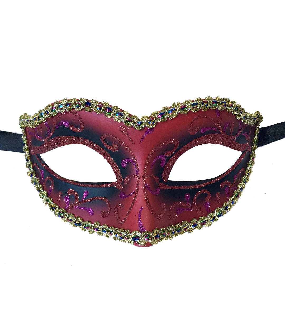 Mardi Gras Creations - Glitter Swirls Eyelet Mask With Trim: Mardigras