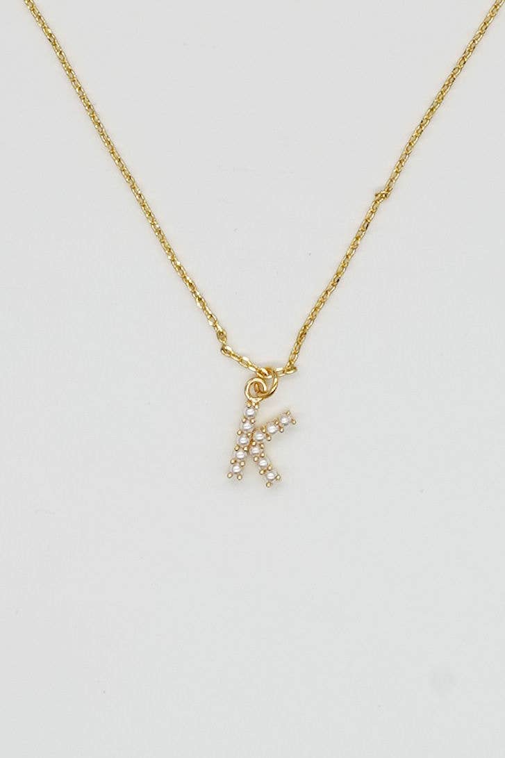 Dainty Love Pearl Initial Necklace: Holiday Favorite!: G / 15" + 3"