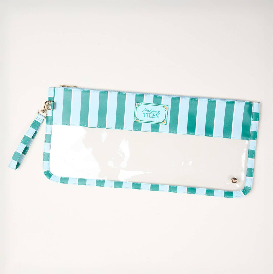 The Darling Effect - Mahjong Tile Keeper Pouch–Sicily Stripes Teal