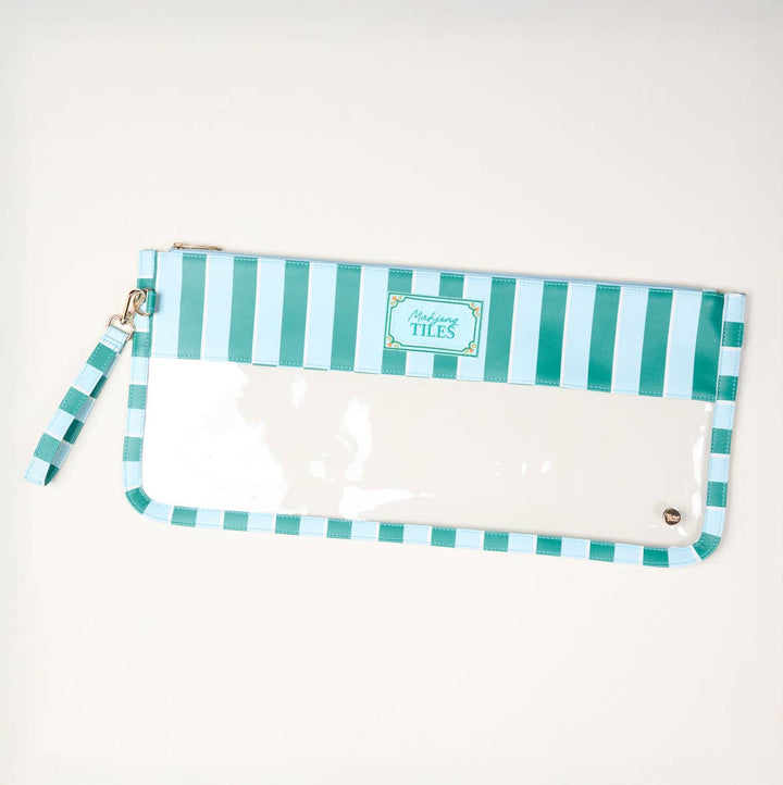 The Darling Effect - Mahjong Tile Keeper Pouch–Sicily Stripes Teal