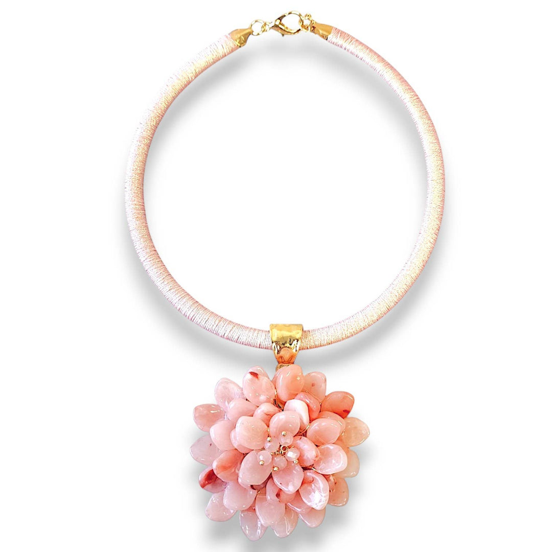 Bijoux Envie Statement Jewelry - Pink Flower Collar Necklace | Coastal Statement Jewelry