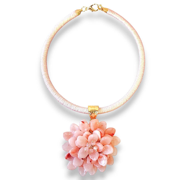 Bijoux Envie Statement Jewelry - Pink Flower Collar Necklace | Coastal Statement Jewelry