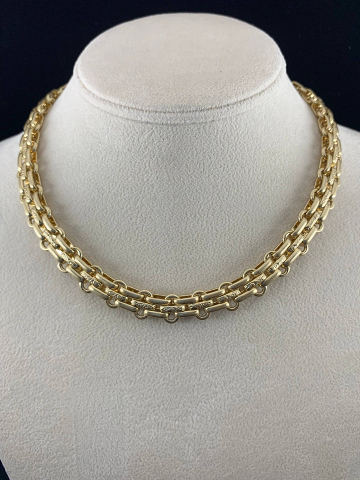 BMR - Don Warm Gold and Antique Silver Thick Chain Necklace: Yellow Gold