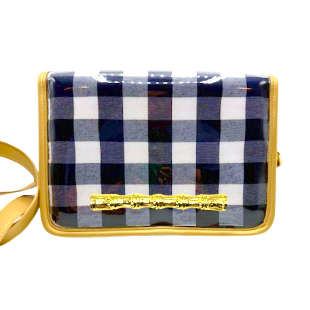 Garland - Navy Buffalo Check Clear Stadium Bag with Gold Bamboo