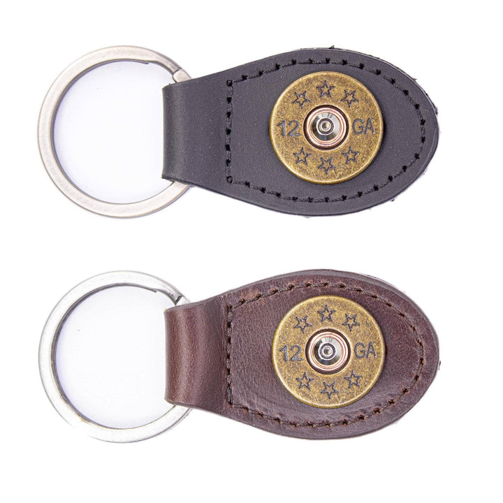 Zep-Pro - Shot Shell Oval Leather Keychain: Brown