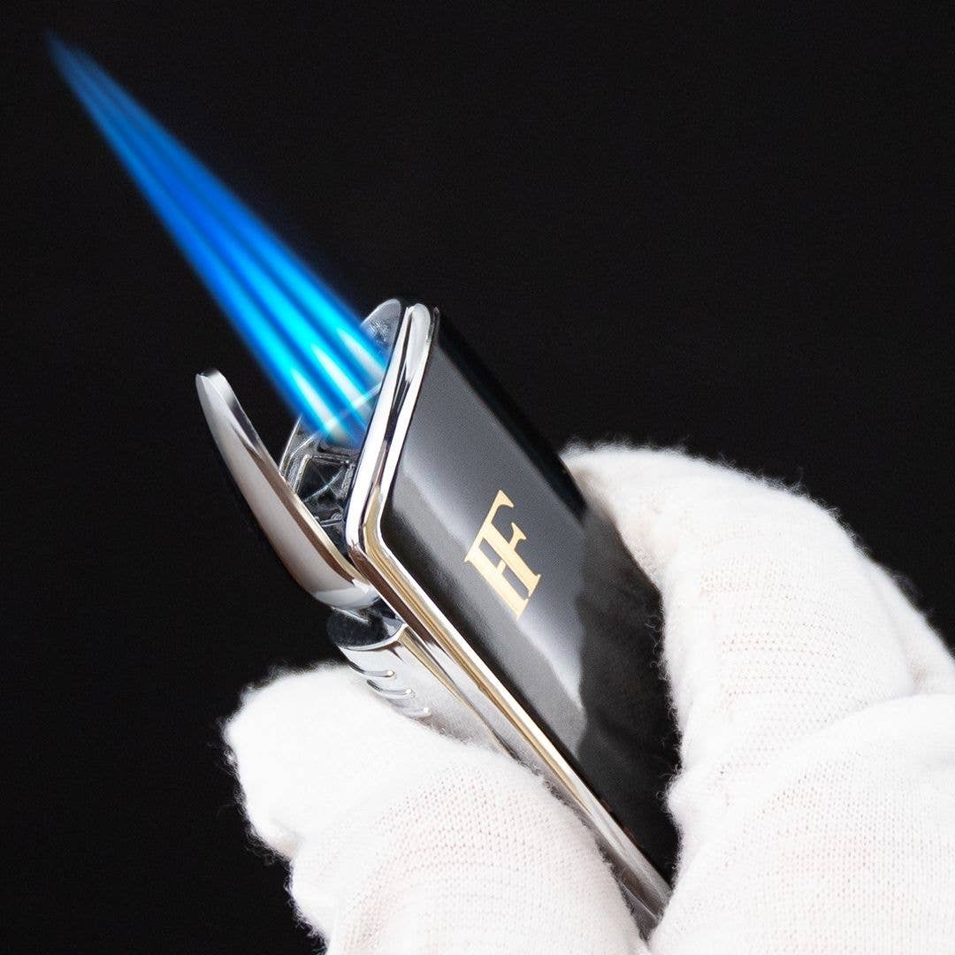 Fluid And Fire - Astra Triple Lighter Torch – Windproof Precision Ignition Tool: Black