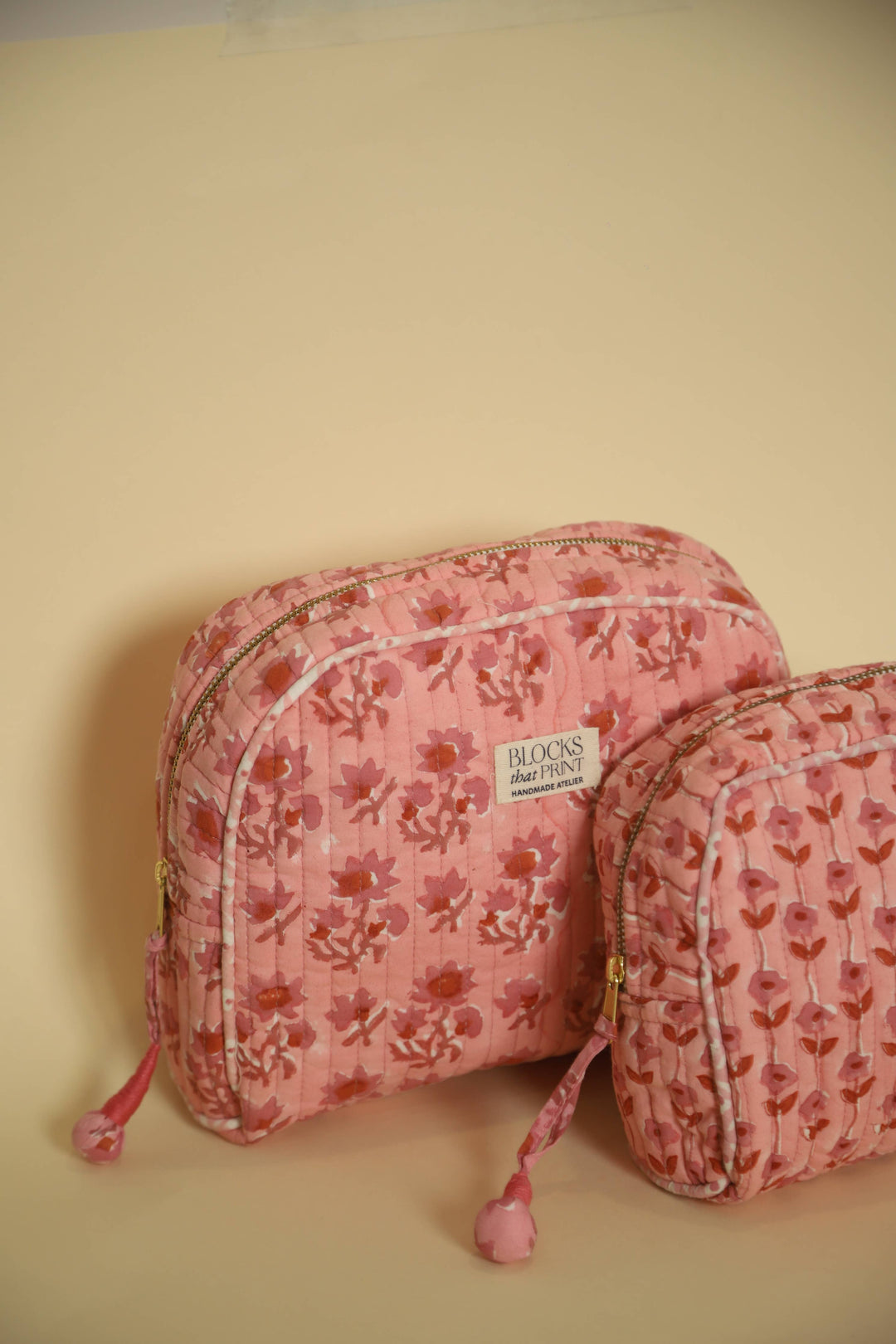 Blocks that Print - Pink Vine Travel Pouch: Medium