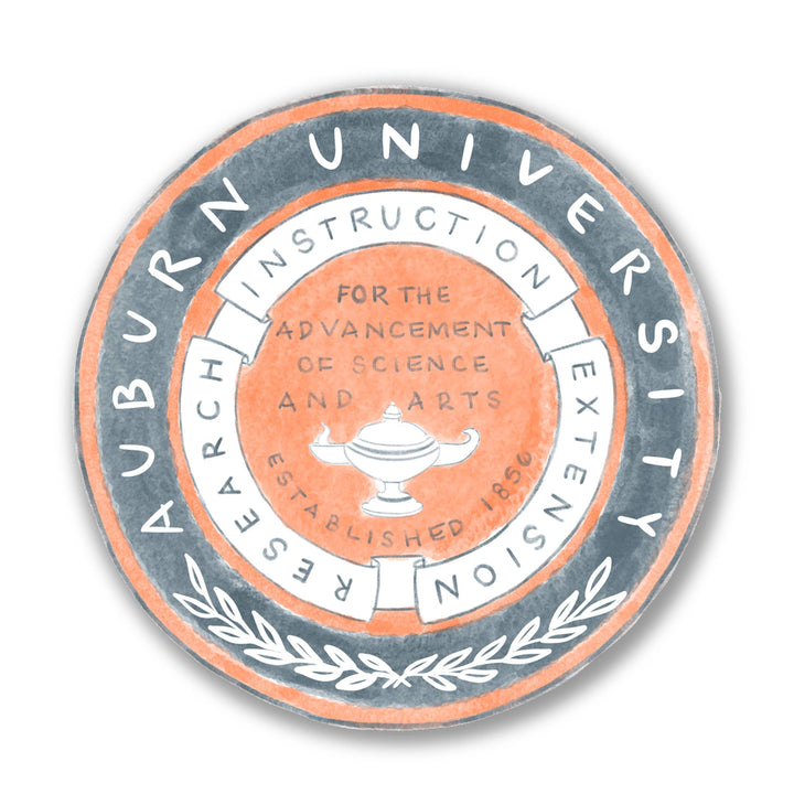 Gracefully Made Art - Auburn University Seal Sticker, Collegiate, Gameday