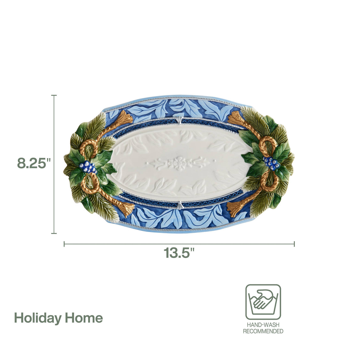 Fitz and Floyd® Mikasa® Pfaltzgraff® - Fitz & Floyd Holiday Hme Blue 17in Oval Platter Gift Box Pkg