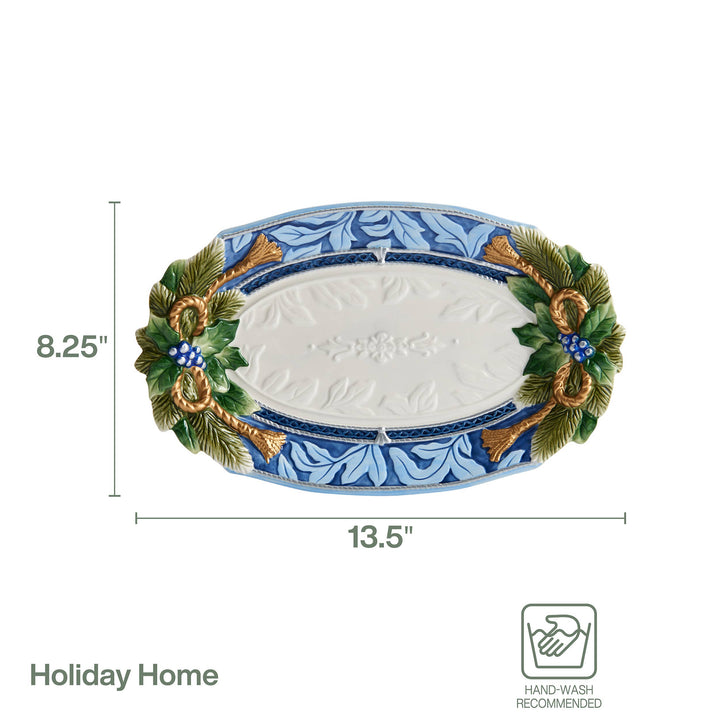 Fitz and Floyd® Mikasa® Pfaltzgraff® - Fitz & Floyd Holiday Hme Blue 17in Oval Platter Gift Box Pkg