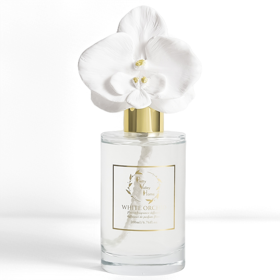 Pretty Valley Home - Orchid Flower Diffuser Gift Set - White Orchid