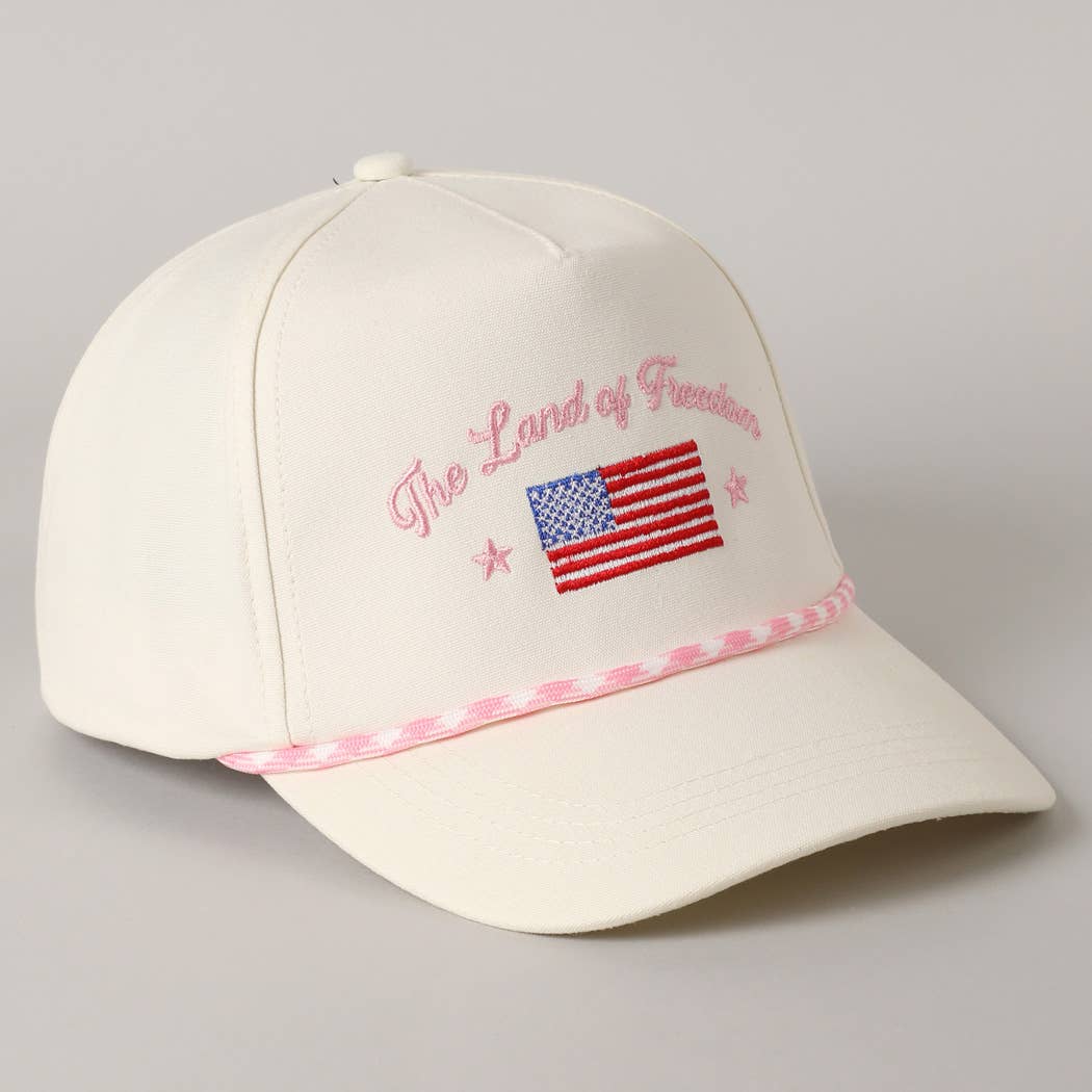 Fashion City - The Land of Freedom Flag Embroidered Trucker Hat: Red / ONE SIZE