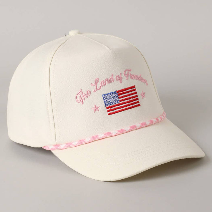 Fashion City - The Land of Freedom Flag Embroidered Trucker Hat: Red / ONE SIZE