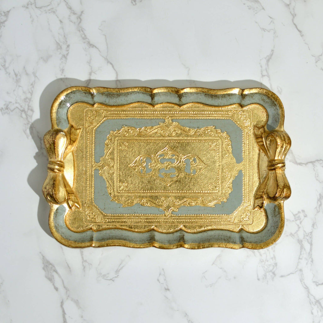 Via Graceffo - Florentine Carved Gilded Wood Mini Tray with Bow