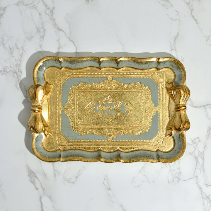 Via Graceffo - Florentine Carved Gilded Wood Mini Tray with Bow
