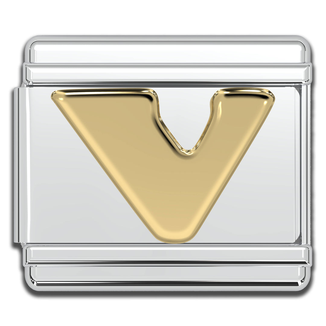 Natalia - Italian Charm Letters A-Z - 9mm Gold Bracelet Charms: M