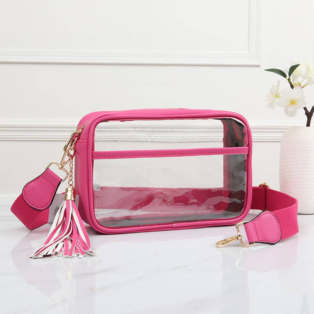 Fashion City - Solid Color Outlined Clear Crossbody Bag: CLRB / ONE SIZE