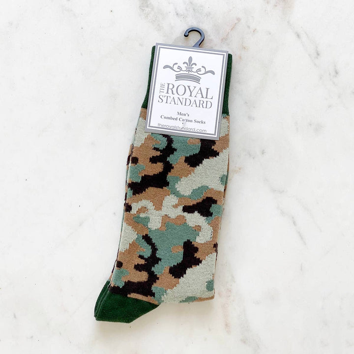 The Royal Standard - Men's Camo Socks   Taupe/Green/Tan   One Size