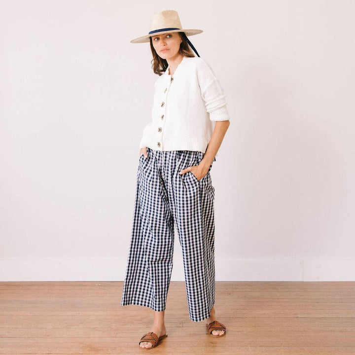 Sunshine Tienda - Navy Gingham Daphne Pant: L