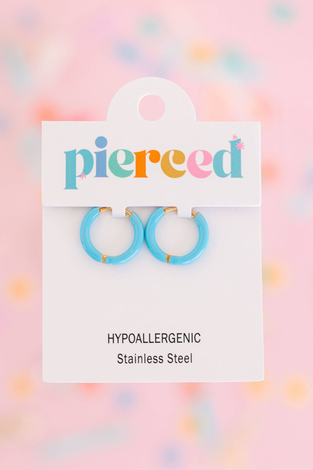 Pierced Co - Colored Huggies Earrings: Pink