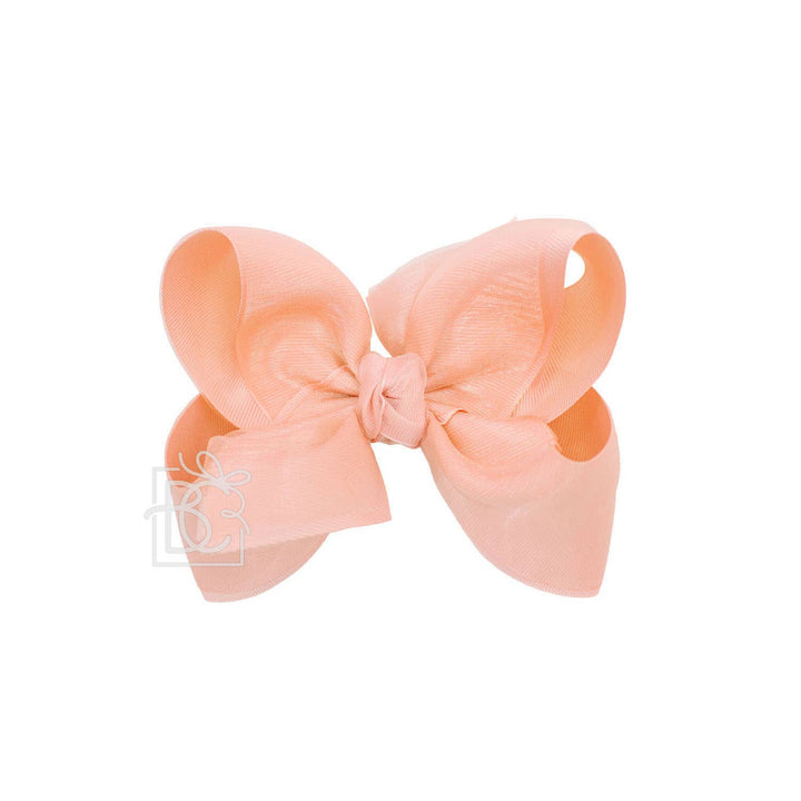 Beyond Creations, LLC - LAYERED ORGANZA/GROSGRAIN BOW ON CLIP: 5.5" Huge - 2.25" Ribbons on Alligator Clip / L PINK/ L PINK