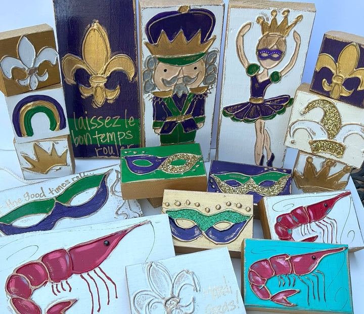 Coddiwomple - Fleur de Lis  |   French Mardi Gras New Orleans Saints: Purple background / 3x3 mini block