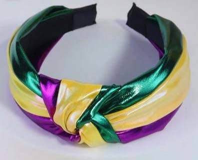 Maggie G - Mardi Gras Faux Leather Headband, Purple, Green, Gold