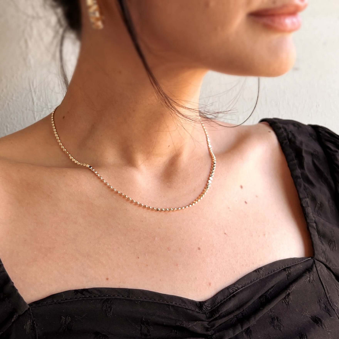 GoldFi - 18k Gold Filled 2mm Flat Ball Chain Necklace: 18 inches