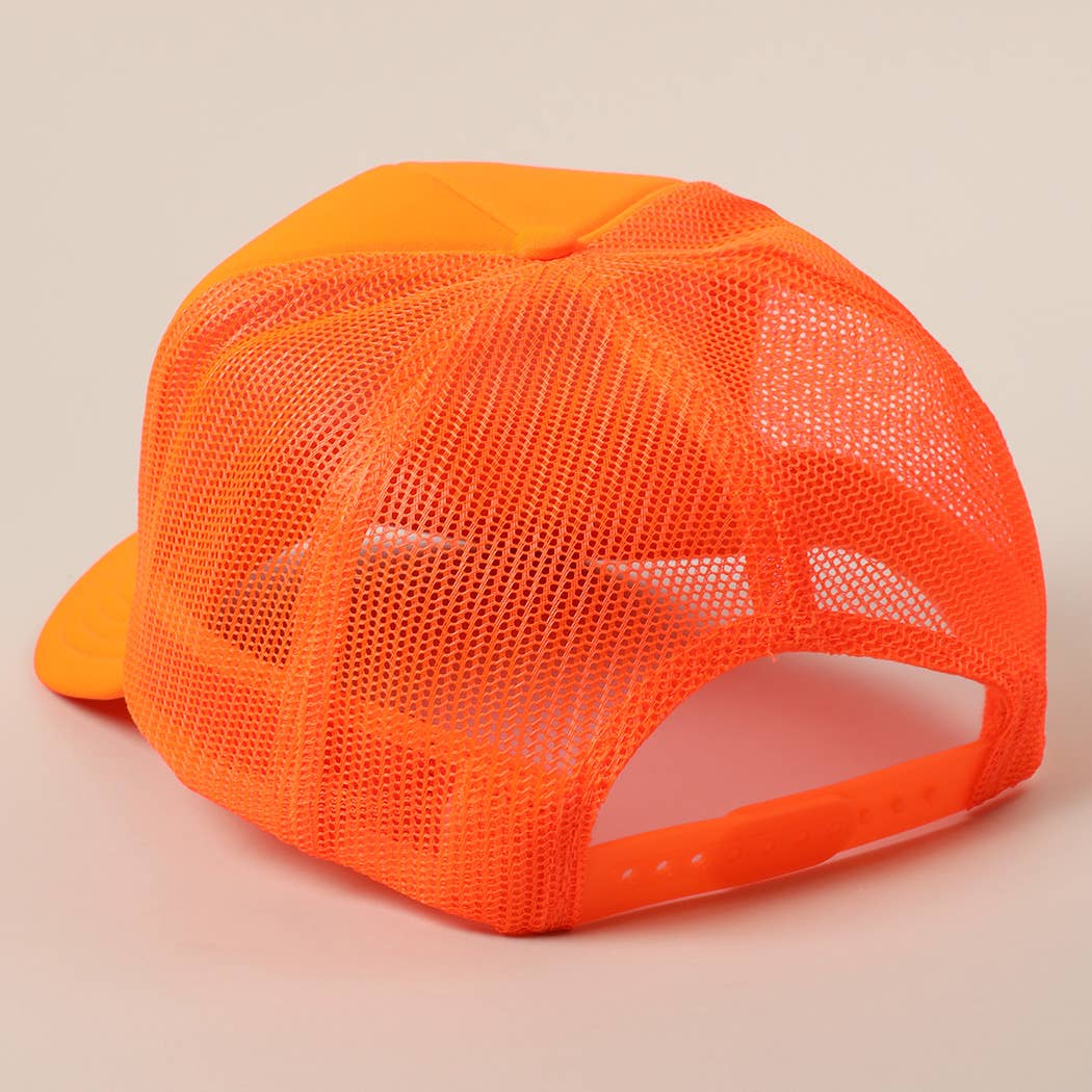 Fashion City - HONEY Text Logo Printed Mesh Back Trucker Hat: White / ONE SIZE