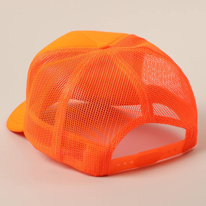 Fashion City - HONEY Text Logo Printed Mesh Back Trucker Hat: Pink / ONE SIZE