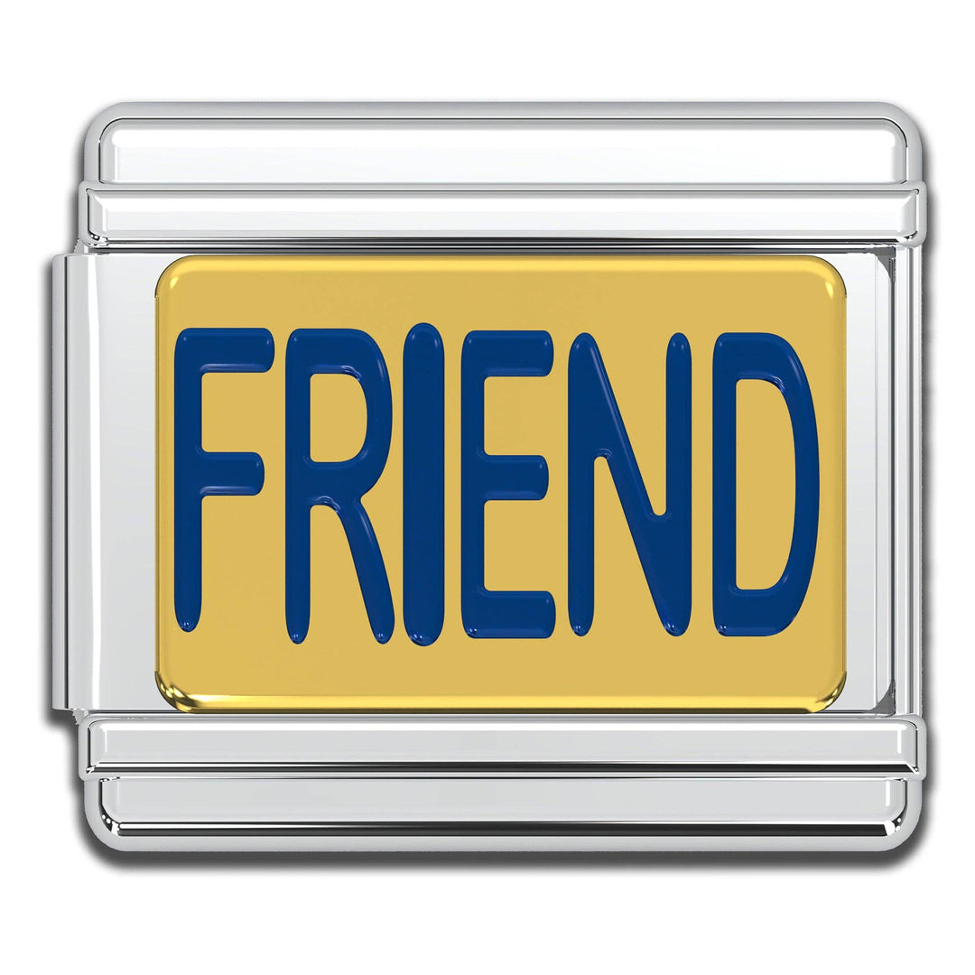 Natalia - Italian Bracelet Charm - "FRIEND" (Blue) 9mm Links