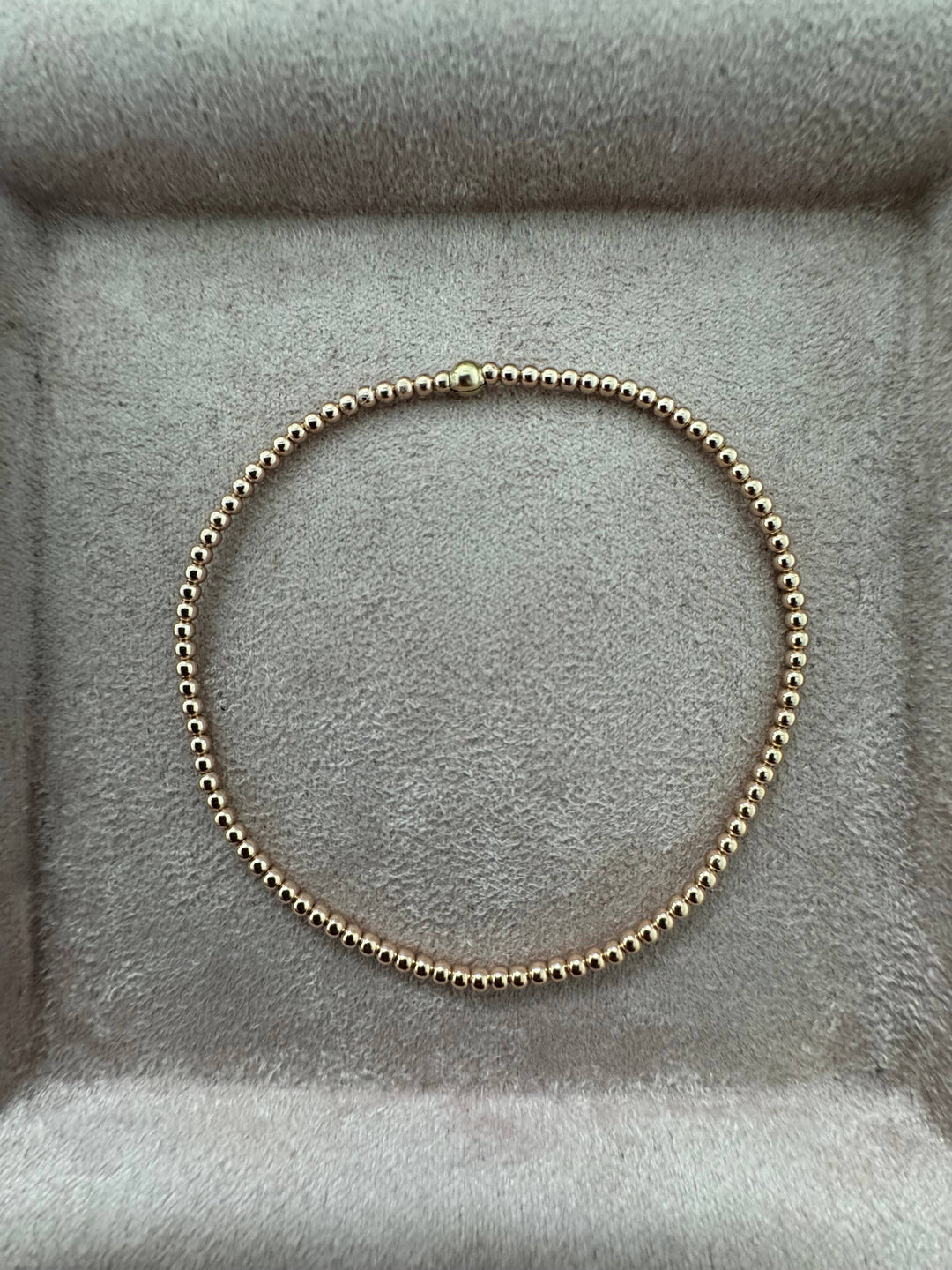 2MM Classic Ball Bead Bracelet - Waterproof: Gold Filled / Stretchy 6.5"