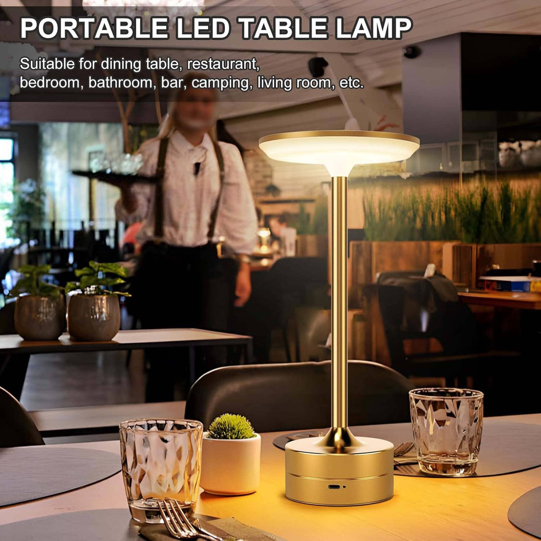 LAX Gadgets - LED Table Lamp – Touch Control, Dimmable, Rechargeable: Gold