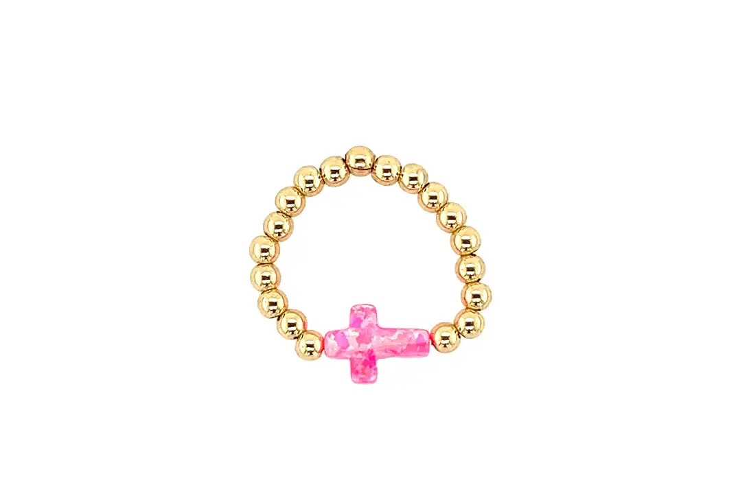 bara boheme - Cross Ring: BUBBLEGUM / GOLD FILLED / 8