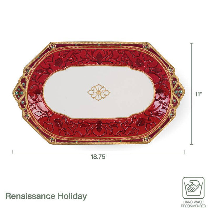 Fitz and Floyd® Mikasa® Pfaltzgraff® - Fitz & Floyd Renaissance Holiday Platter Gift Box Pkg: RED / EARTHENWARE