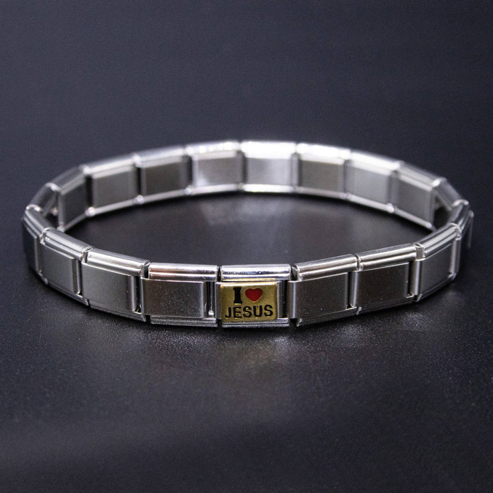 Natalia - Italian Bracelet Charms - "I LOVE JESUS" Religious 9mm Links