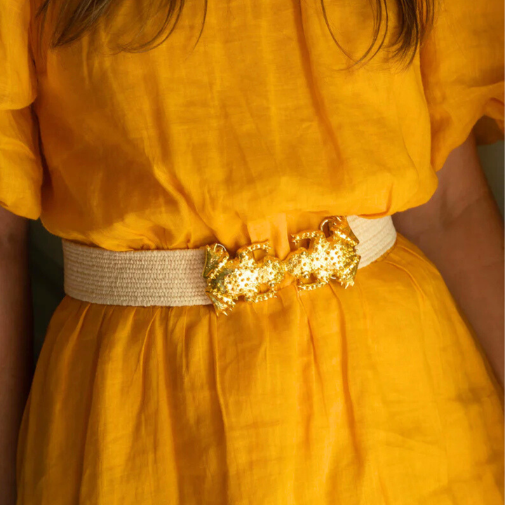 Garland - Light Raffia Interchangeable Stretch Belt Band: Light Raffia / L