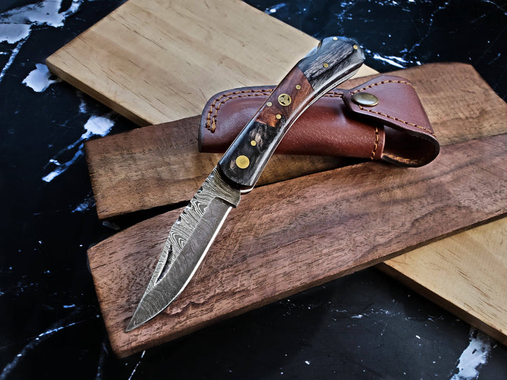 Titan International - TF-009 / Damascus Steel EDC Pocket knife