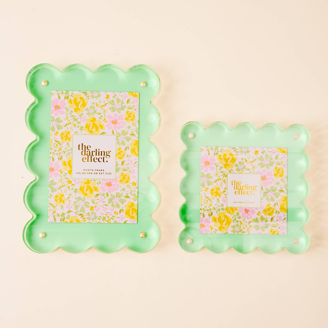The Darling Effect - Rectangle Scalloped Acrylic Frame-Green
