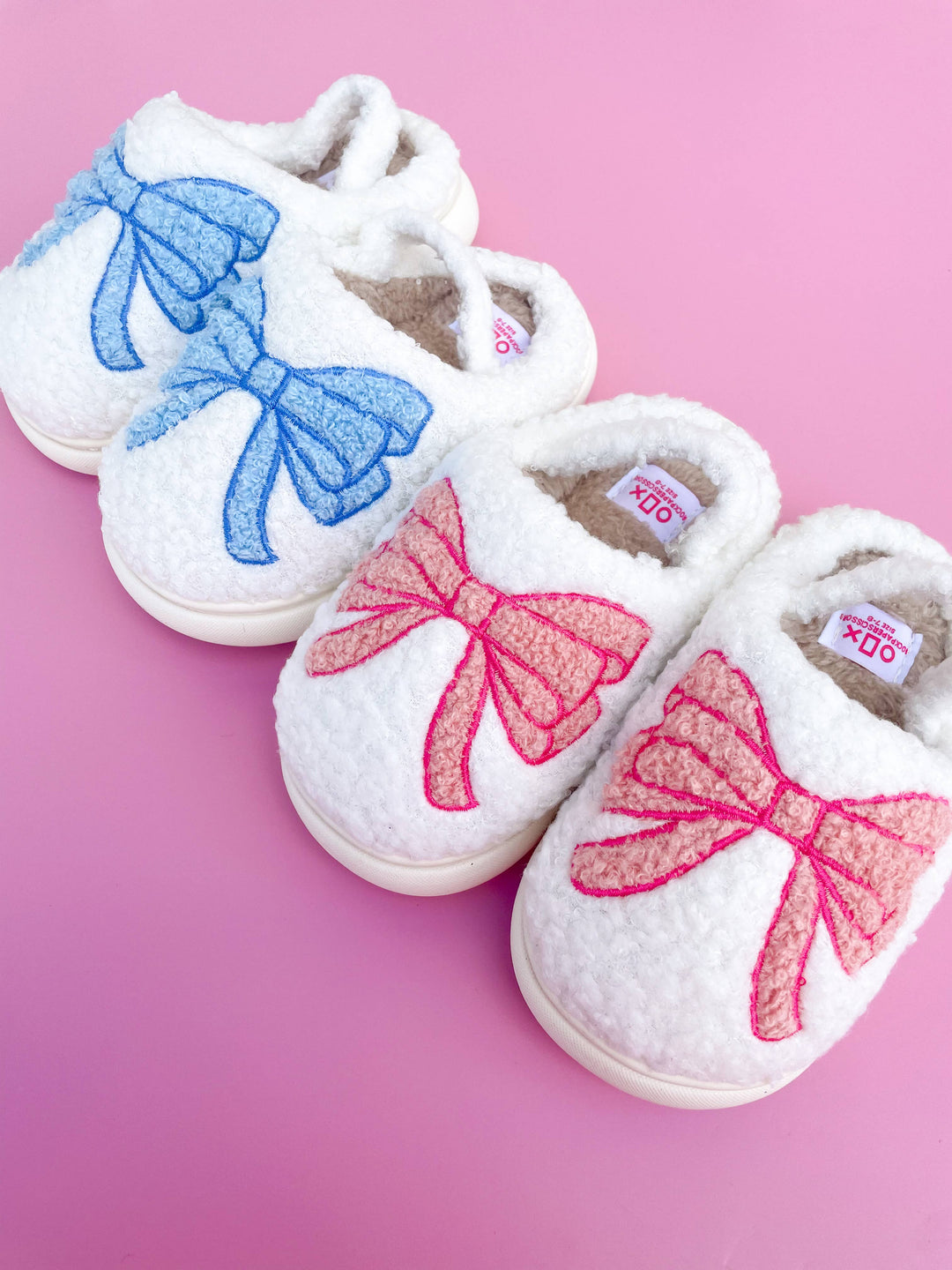 Rock Paper Scissors - Toddler/Kids Blue Bow Slippers: Small