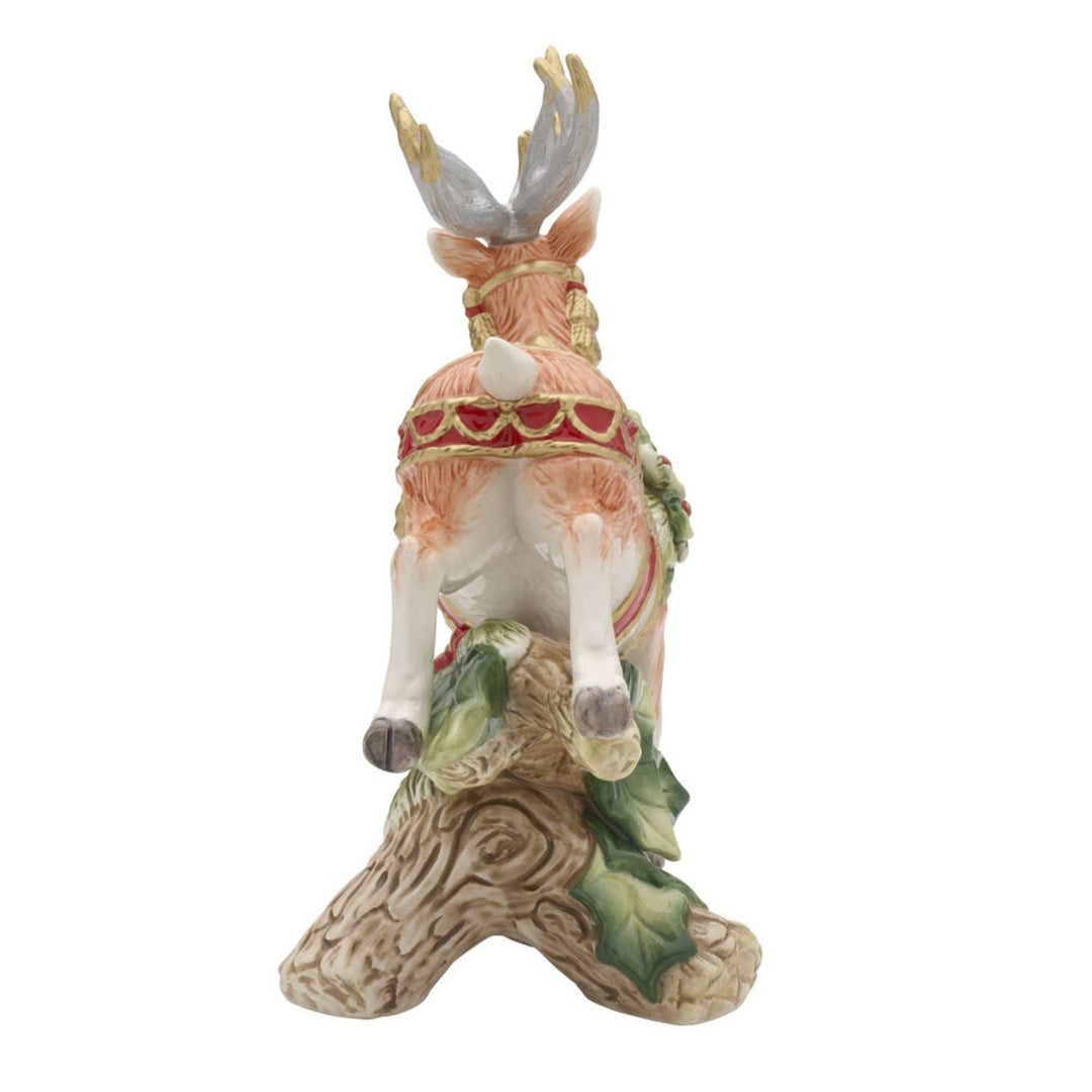 Fitz and Floyd® Mikasa® Pfaltzgraff® - Fitz & Floyd Holiday Hme Green Deer CndleHolder Gift Box Pkg: Green / Earthenware / Holiday
