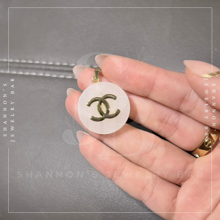 Shannon's Jewelry Bar - CHANEL Charm Zipper Pull Gold CC Grey Round Resin 25mm