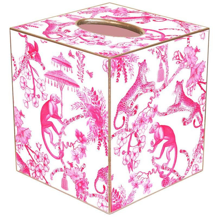 Marye-Kelley - Chic Monkey Toile Pink Tissue Box Cover