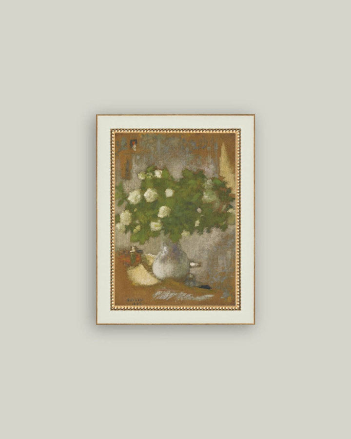 Petal Lane Home - Snowball Flowers Framed Antique Art: 4x6