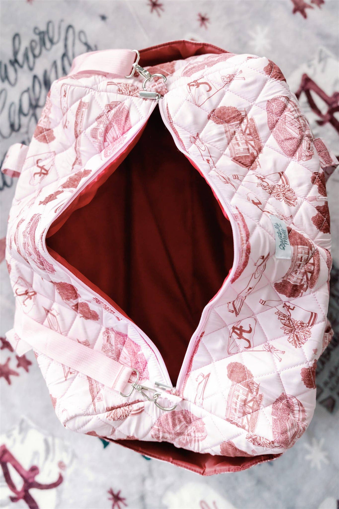 Gracefully Made Art - Licensed University of Alabama Quilted Duffle