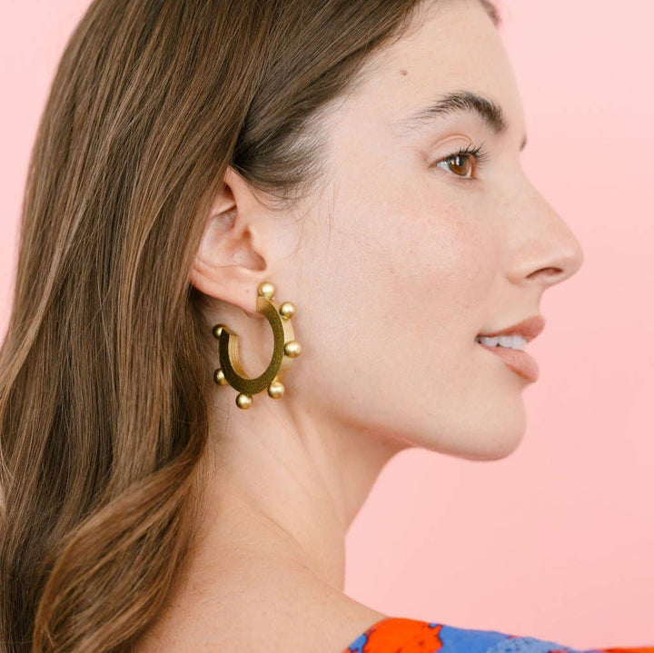 Sunshine Tienda - Gold Metallic Bead Hoops